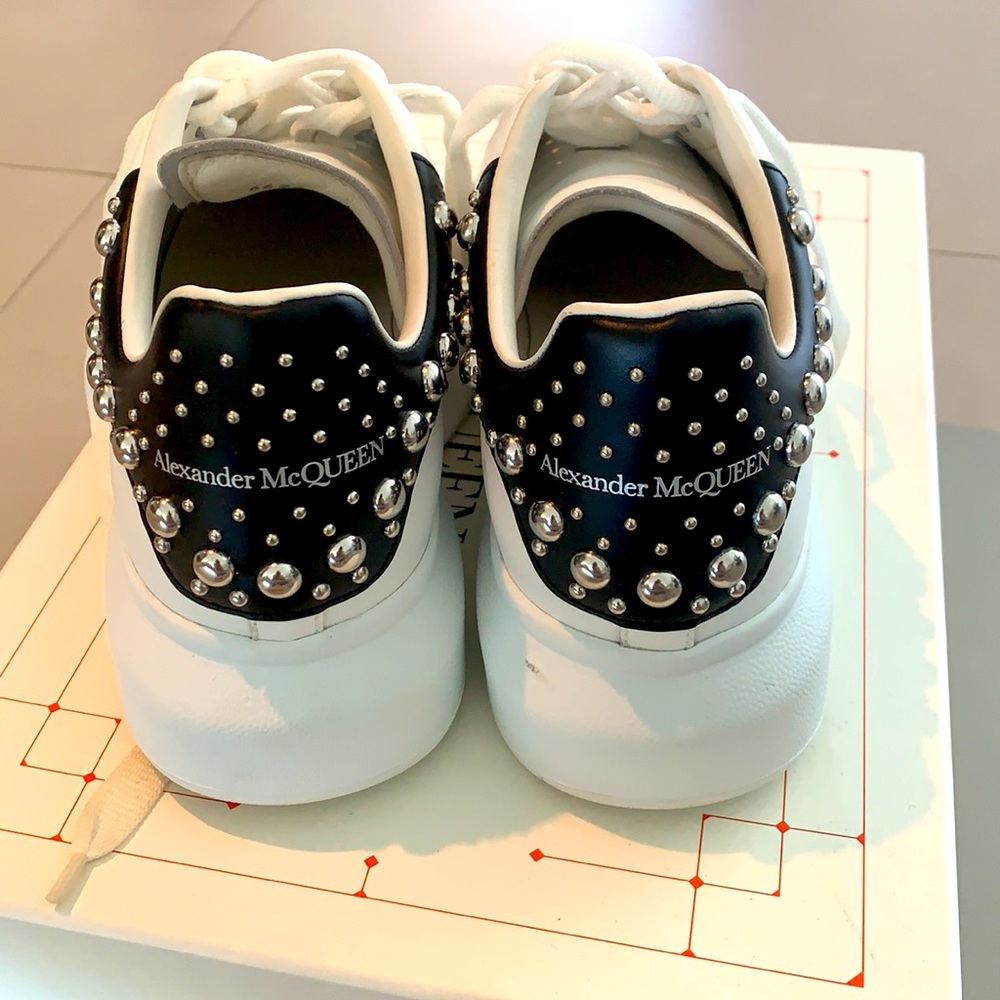Alexander McQueen Woman’s Leather White Studs Sneakers
